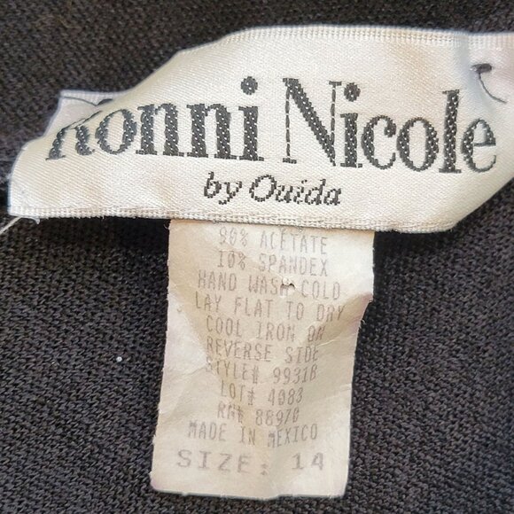 Vintage Ronni Nicole Dress Sz 10 Rainbow Sparkle Backless Party Slinky Black - Picture 9 of 11